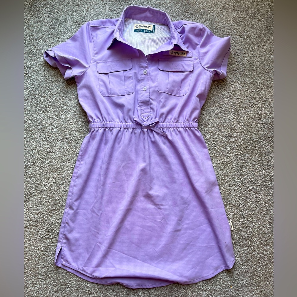 Girls Magellan Southern Summer Fishing Purple Short Sleeve Dress Size M (8-10)
